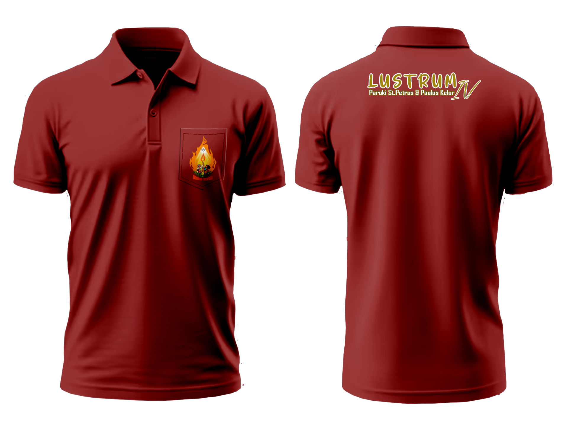 Kaos Kerah-MerahHati Saku Depan Luar ( Tanpa Logo Samping )
